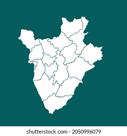 Burundi map High Detailed. white color. on green background. Abstract design vector illustration eps 10