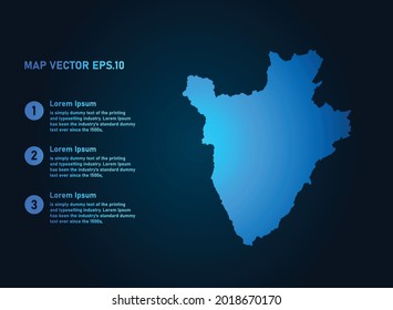 Burundi map, infographic style , on dark background with Map World. Wire frame 3D mesh , map 3D,
