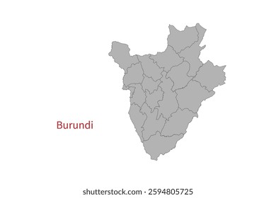 Burundi map isolated on white background. Map silhouette of Burundi. For website layouts, background, education, precise, customizable. Earth geography.