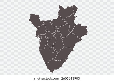 Burundi Map Minimalist  High-Quality PNG  Ash Color on Transparent Background Perfect for presentations infographics educational materials and graphic design projects