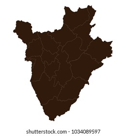 Burundi map on white background vector, Burundi Map Outline Shape Black on White Vector Illustration, High detailed black illustration map -Burundi.