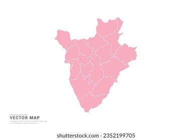 Mapa de Burundi - Estilo abstracto rosado aislado en fondo blanco para infografía, vector de diseño.