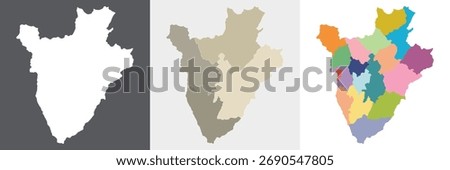 Burundi map set. Map of Burundi in set with multicolor