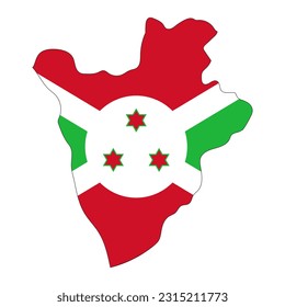 Burundi map silhouette with flag isolated on white background