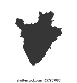 Burundi map silhouette illustration on the white background. Vector illustration