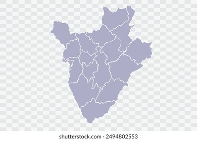 Burundi Map silver Color on White Background quality files Png