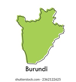 Burundi map - simple hand drawn stylized concept with sketch black line outline contour. country border silhouette drawing vector illustration.