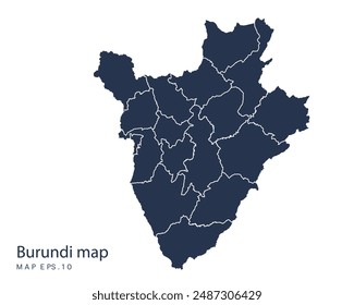 Burundi map vector, Abstract design vector illustration Eps 10. Navy color.High Detailed on white background.