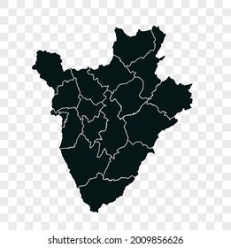 Mapa vectorial de Burundi. color oscuro. aislado en un fondo transparente.