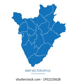 mapa burundi vector EPS.10 color azul. sobre fondo blanco.
