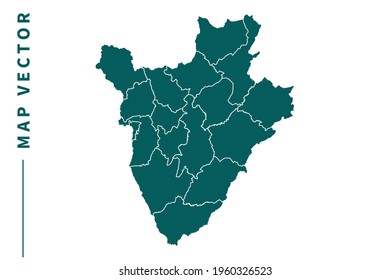 Burundi map vector. green color on white background.