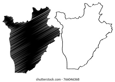 Burundi map vector illustration, scribble sketch Republic of Burundi