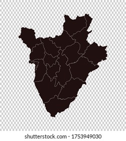 Burundi map vector, isolated Brown color on transparent background