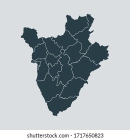 burundi map vector, isolated on gray background