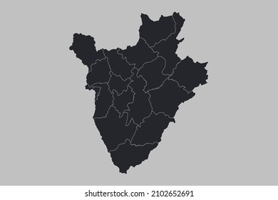 Burundi map vector, isolated on gray background