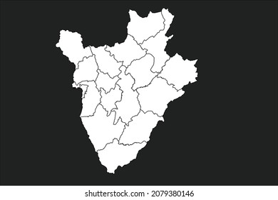 Mapa de Burundi Color blanco sobre fondo negro