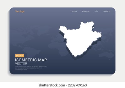 Burundi map white on blue background with isometric vector.
