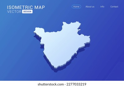 Burundi map white on blue background with isolated 3D isometric concept vector illustration.