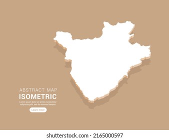 Burundi Karte weiß auf braunem Hintergrund mit isometrischer Vektorgrafik.