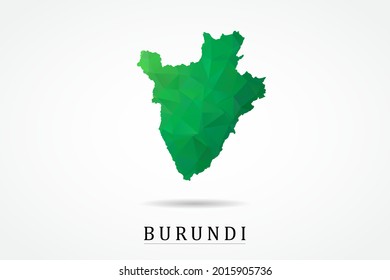 Burundi-Karte - Weltkarte, internationale Vektorvorlage, Low-Poly-Stil mit grüner Farbe einzeln auf weißem Hintergrund - Vektorgrafik eps10