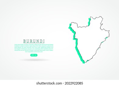 Mapa de Burundi - Mapa Mundial Plantilla vectorial internacional con estilo de dibujo gráfico verde y contorno aislado en fondo blanco - Ilustración vectorial 10
