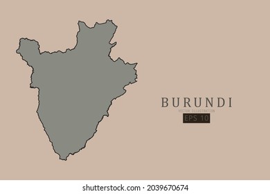 Burundi Map - World Map International vector template with old classic style and gray color on map isolated on brown background - Vector illustration eps 10 