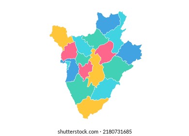 Burundi Map - World Map International vector template with High detailed including blue, green, pink, and yellow outline color isolated on white background - Vector illustration eps 10