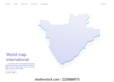 Mapa de Burundi - Mapa mundial Mapa vectorial internacional con estilo isométrico que incluye sombra, color púrpura y azul aislado en fondo blanco para el diseño, sitio web - Ilustración vectorial eps 10