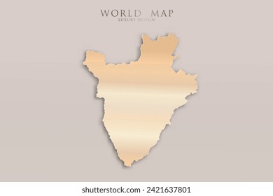 Mapa de Burundi - Mapa mundial Mapa internacional de vectores con 3D, diseño de lujo dorado que incluye sombra sobre fondo brillante para diseño, educación, sitio web, infografía - Ilustración vectorial eps 10