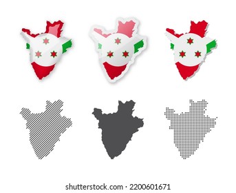 Burundi - Maps Collection. Six maps of different designs. Set of vector illustrations