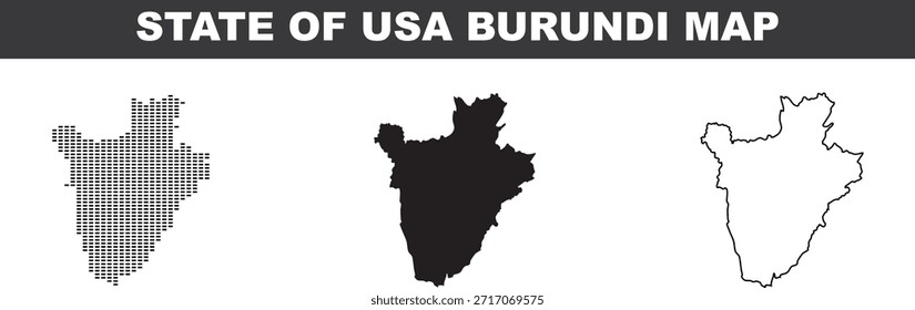 Burundi maps in different styles on white background geographic illustrations