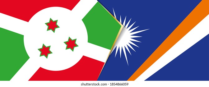 Banderas de Burundi y las Islas Marshall, dos banderas vectoriales símbolo de relación o enfrentamiento.