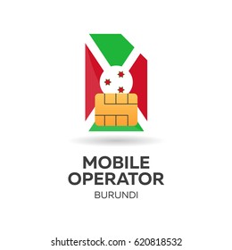 Burundi mobile operator. SIM card with flag. Vector illustration