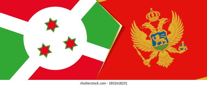 Banderas de Burundi y Montenegro, dos banderas vectoriales símbolo de relación o enfrentamiento.
