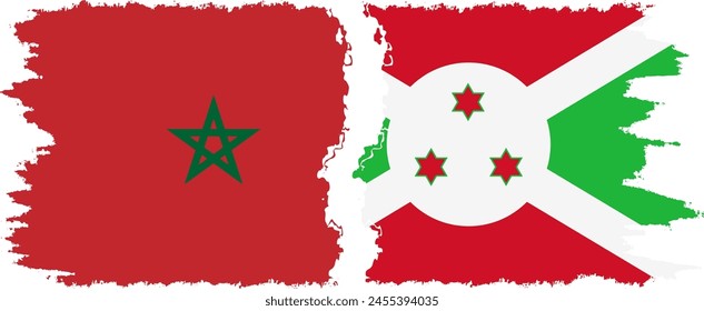 Burundi und Marokko Grunge Flaggen Verbindung, Vektorgrafik