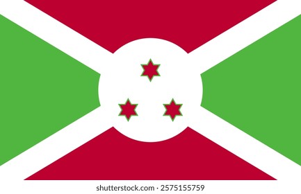 Burundi national flag. Flag of Burundi