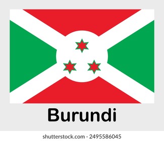 Burundi national flag. Banner, state symbol, flagpole.