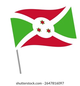 Bandeira nacional do Burundi salta com mastro