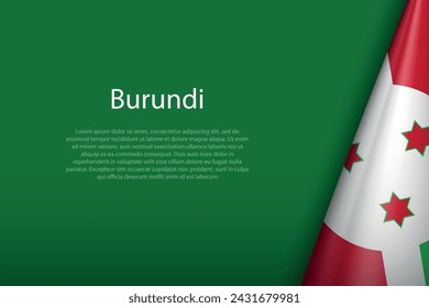 Burundi national flag isolated on dark background with copyspace