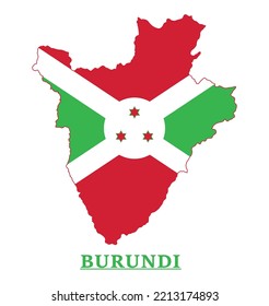 Burundi National Flag Map Design, Illustration Of Burundi Country Flag Inside The Map 