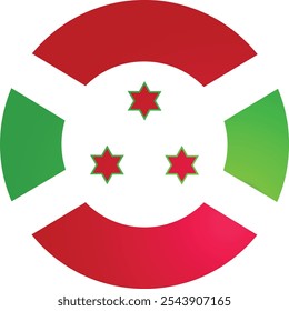 Burundi National Flag Round and 3D Vector