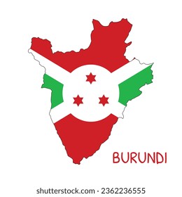 Burundi National Flag Shaped as Country Map