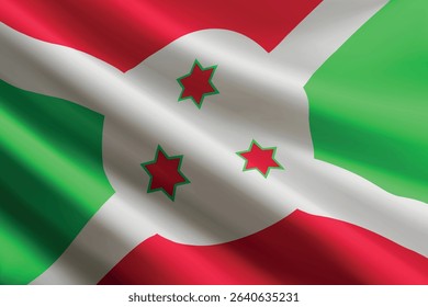 Burundi national flag waving in the wind, realistic detailed silk texture