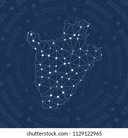 Burundi network style country map. Authentic space style, modern design for infographics or presentation.