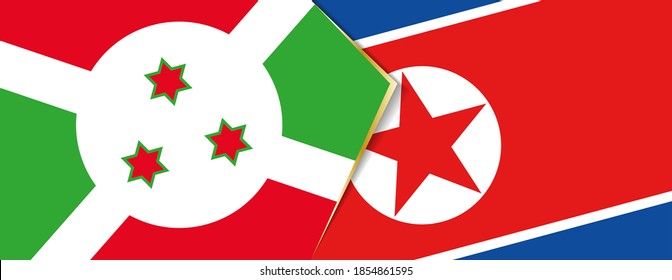 Banderas de Burundi y Corea del Norte, dos banderas vectoriales símbolo de relación o enfrentamiento.