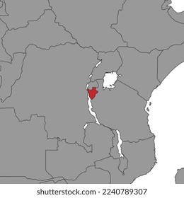 Burundi on world map. Vector illustration.