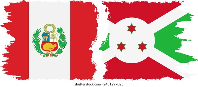Burundi and Peru grunge flags connection, vector
