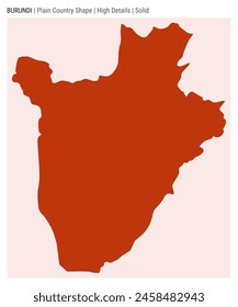 Burundi plain country map. High details. Solid style. Shape of Burundi. Vector illustration.