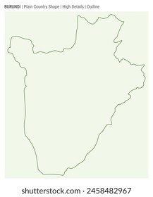 Burundi plain country map. High Details. Outline style. Shape of Burundi. Vector illustration.