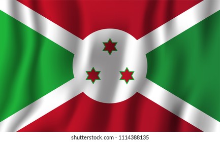 Burundi realistic waving flag vector illustration. National country background symbol. Independence day.